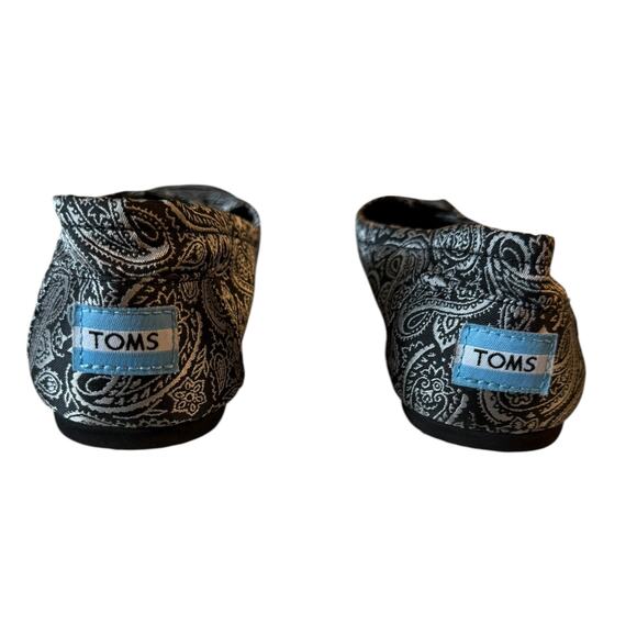 Toms Black Silver Paisley Canvas Striped Slip On Loafer Size 8.5 - Picture 5 of 7